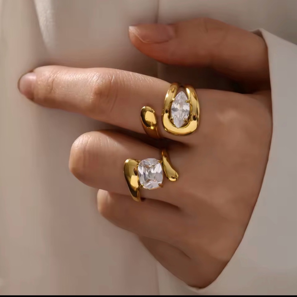 18k gold plated stainless steel 2 rings